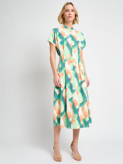Fit & Flare Crepe de Chine Button Up Maxi Dress - True Fit Fit & Flare Crepe de Chine Button Up Maxi Dress - True Fit