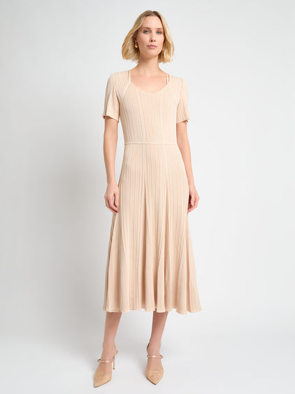 Fit & Flare Ribbed Soft Knit Maxi Dress