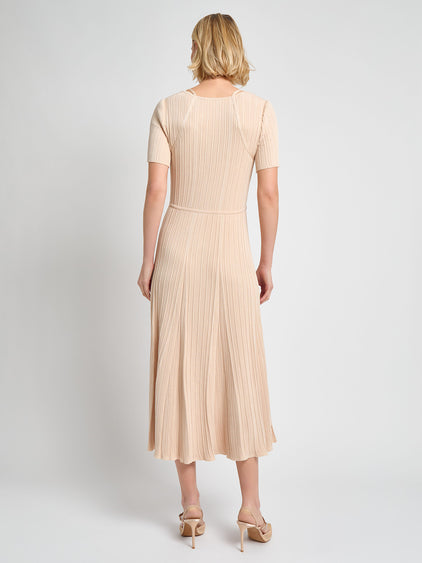 Fit & Flare Ribbed Soft Knit Maxi Dress