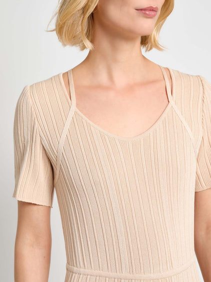 Fit & Flare Ribbed Soft Knit Maxi Dress