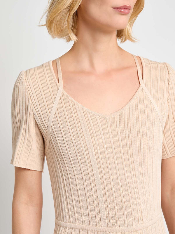 Fit & Flare Ribbed Soft Knit Maxi Dress