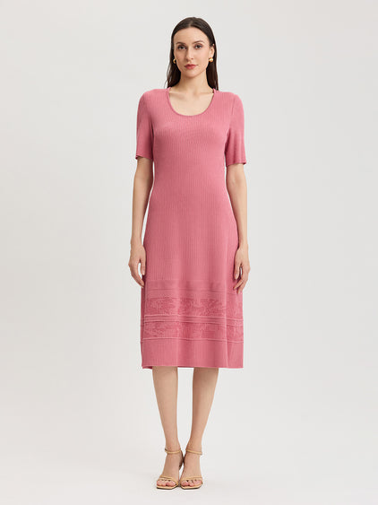 casual knit midi dress Wide-Ribbed Knit Midi Dress