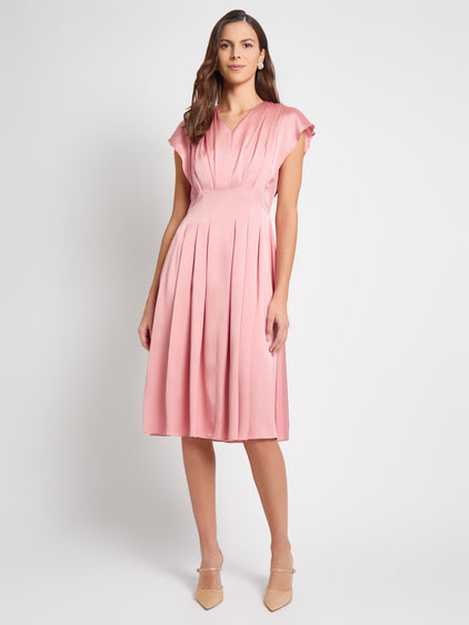 Fit & Flare Tuck Waist Midi Dress