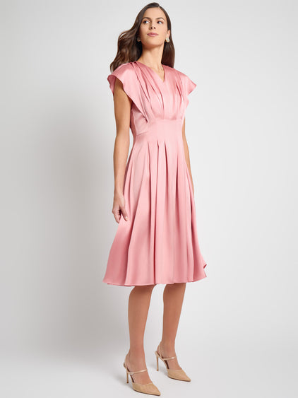 Fit & Flare Tuck Waist Midi Dress