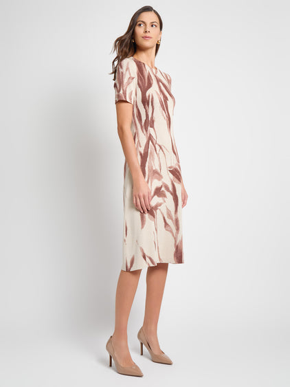 A-Line Botanical Jacquard Soft Knit Midi Dress - True Fit A-Line Botanical Jacquard Soft Knit Midi Dress - True Fit