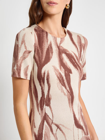 A-Line Botanical Jacquard Soft Knit Midi Dress - True Fit