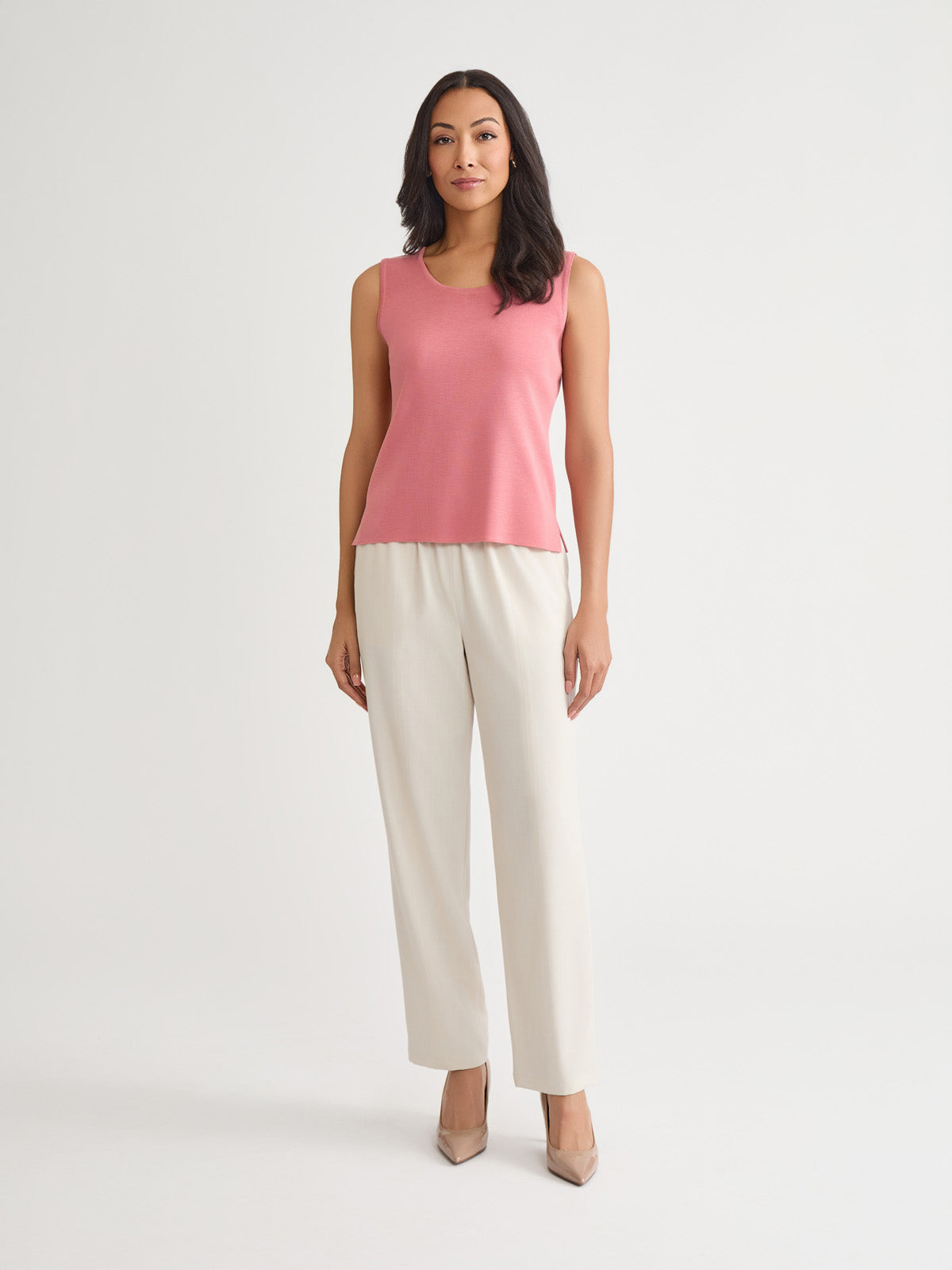 Double Scoop Neck Knit Tank