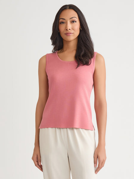 Double Scoop Neck Knit Tank