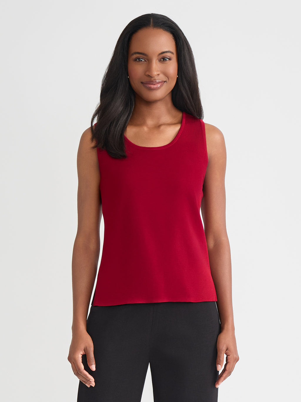【MIDAS】 Red Python Tank Top Double Scoop Neck Mylana Knit Tank
