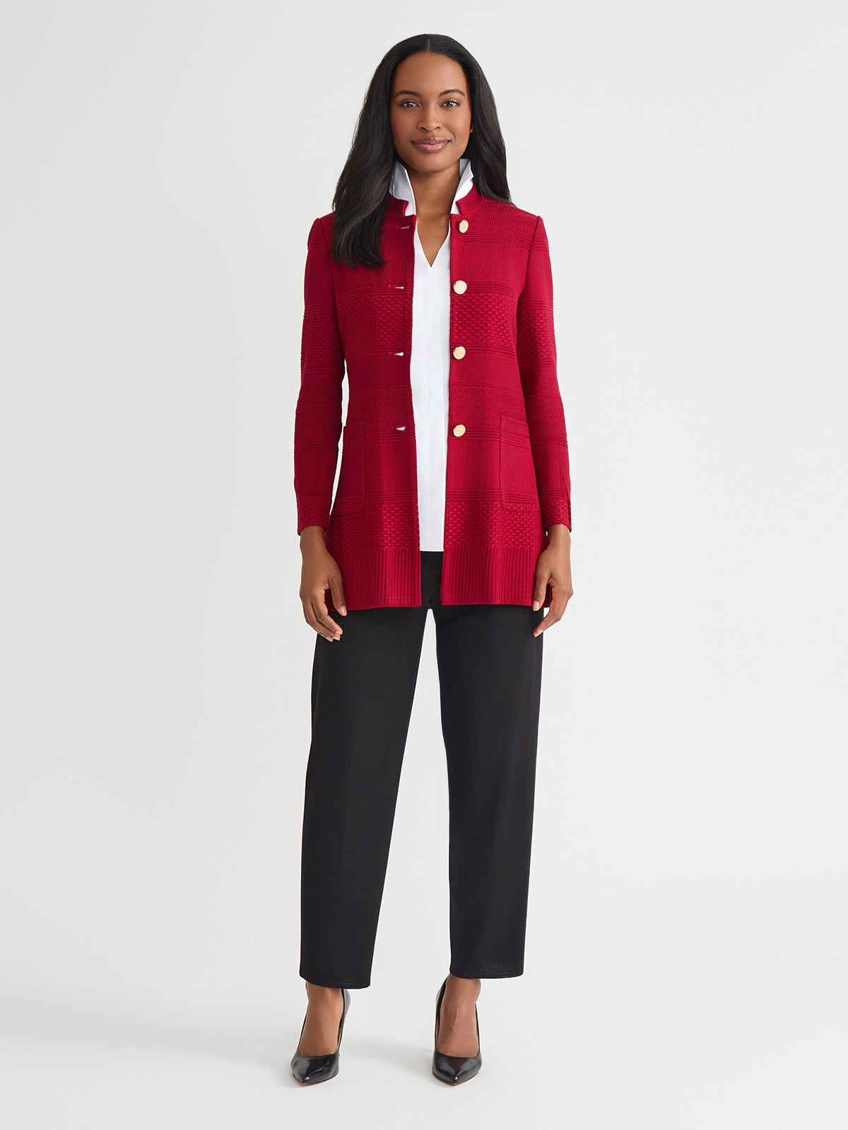 ジャケット・アウター Switching spangle tailored jacket Heritage Multi-Stitch Tonal Knit Jacket - True Fit