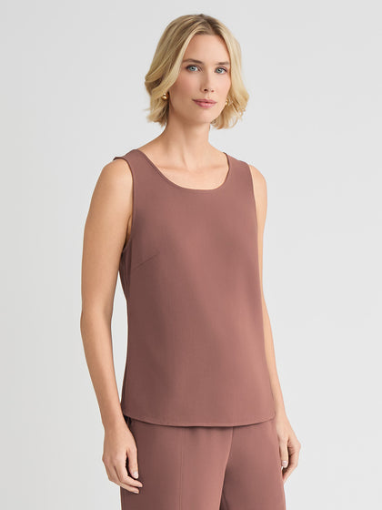 Classic Crepe de Chine Tank Top, Midnight Umber - True Fit