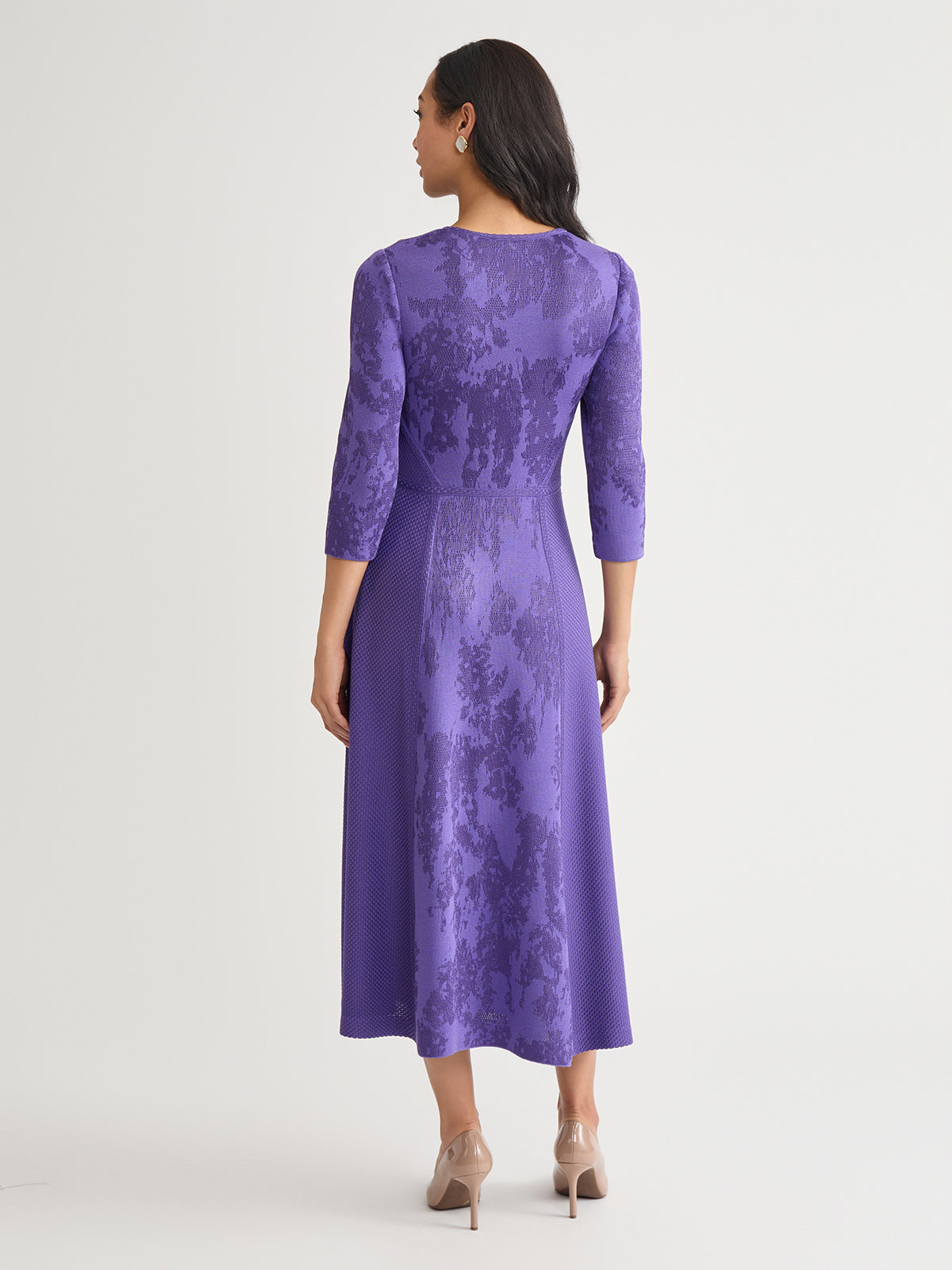 A-Line Tonal Pattern Soft Knit Maxi Dress - True Fit