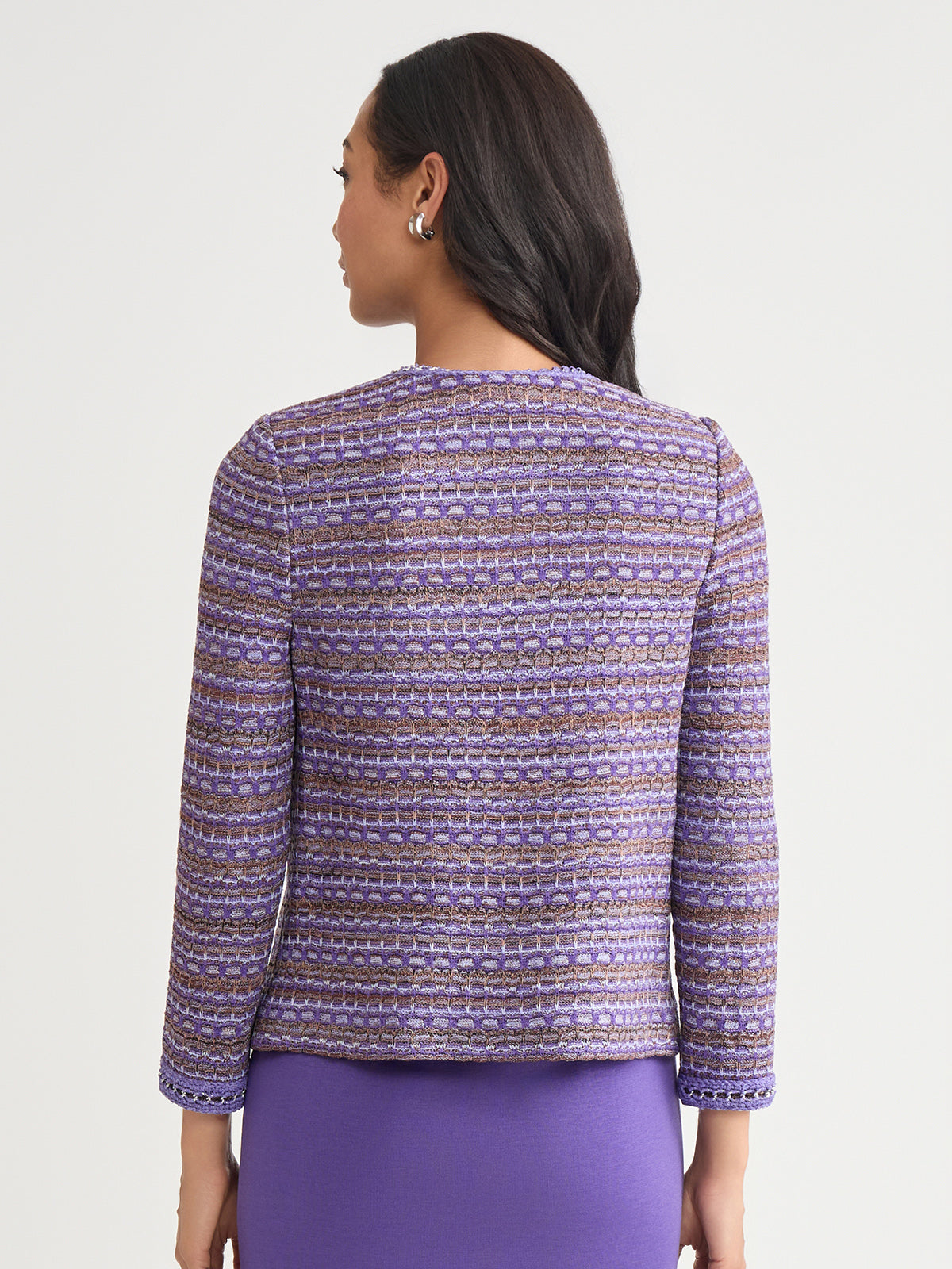 Heritage Chain Trim Tweed Knit Jacket- True Fit