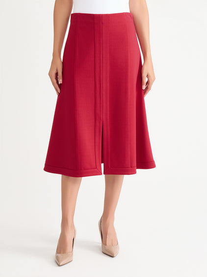 misook pleated stretch ponte dress A-Line Pleated LuxeStretch Ponte Dress, Scarlet Red