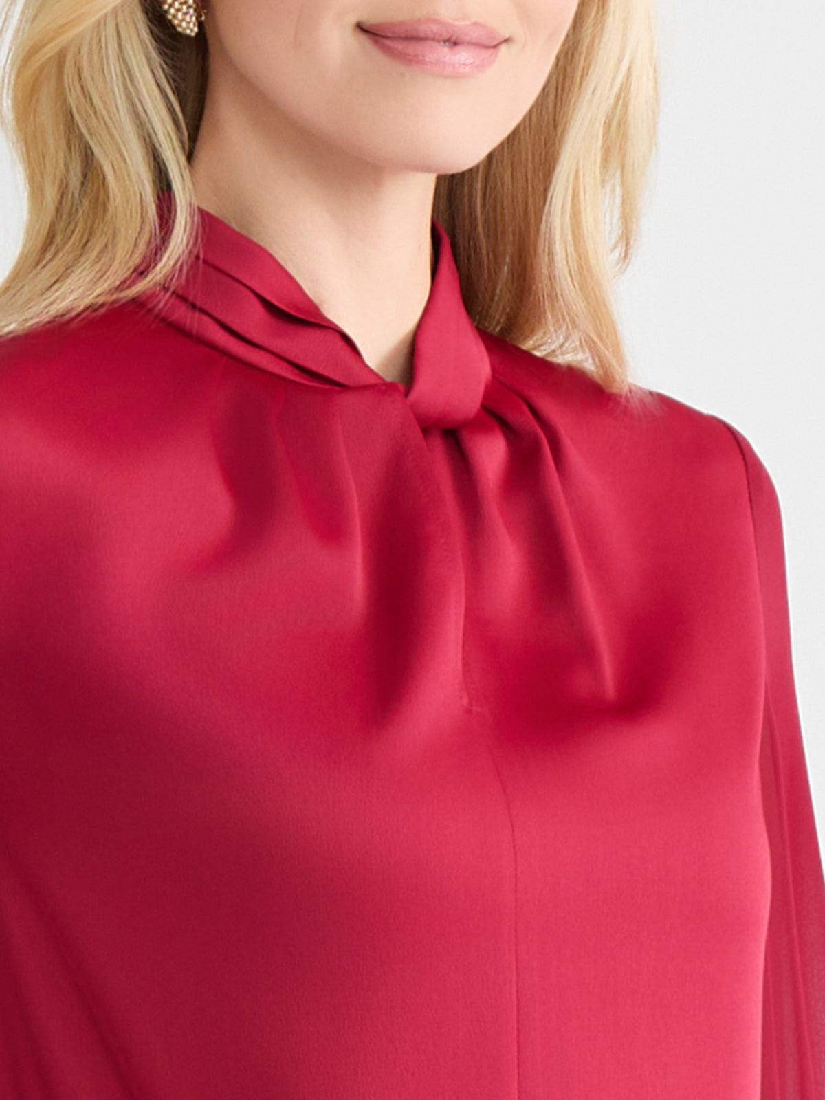 Crepe de Chine Twist Neck Blouse - True Fit