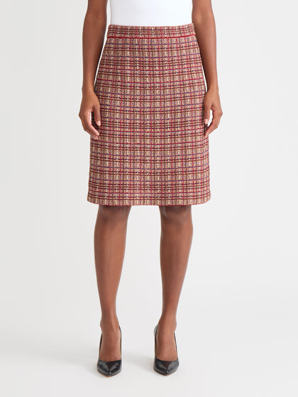 Plaid Multi-Stitch Straight Skirt - True Fit