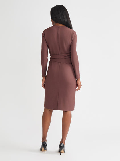 Stretch Woven Tie Waist Shift Dress - True Fit Stretch Woven Tie Waist Shift Dress - True Fit