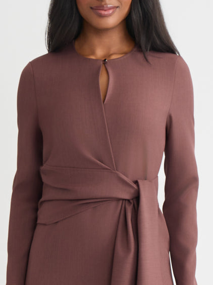Stretch Woven Tie Waist Shift Dress - True Fit Stretch Woven Tie Waist Shift Dress - True Fit