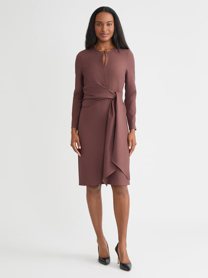 Stretch Woven Tie Waist Shift Dress - True Fit Stretch Woven Tie Waist Shift Dress - True Fit