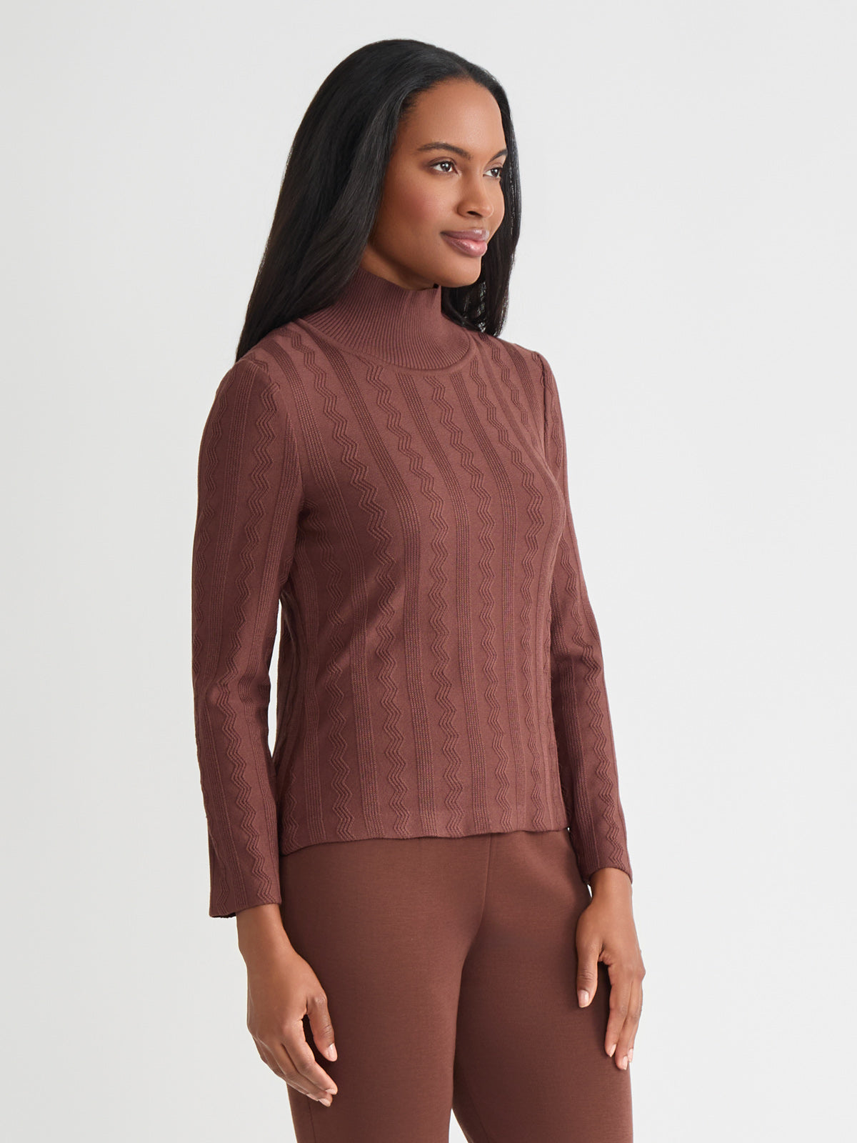 トップス Ruimeme flocky tulle mock neck top Mock Neck Tonal Soft Knit Top - True Fit