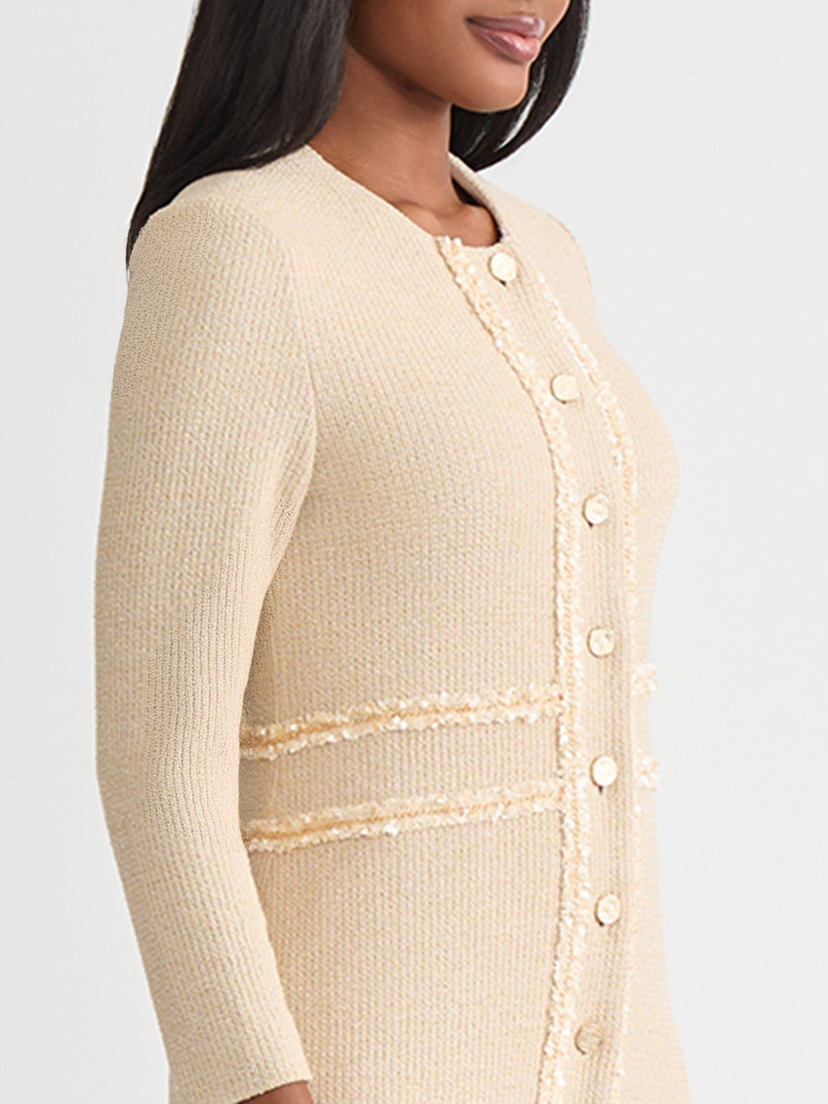 Heritage Lurex Ribbon Chain Trim Knit Jacket - True Fit