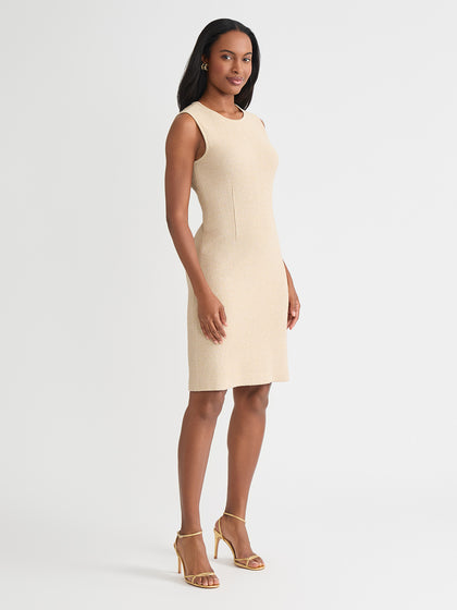 Lurex Sleeveless Knit Sheath Dress - True Fit