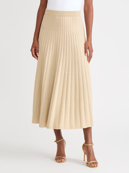 A-Line Lurex Ribbed Soft Knit Maxi Skirt - True Fit