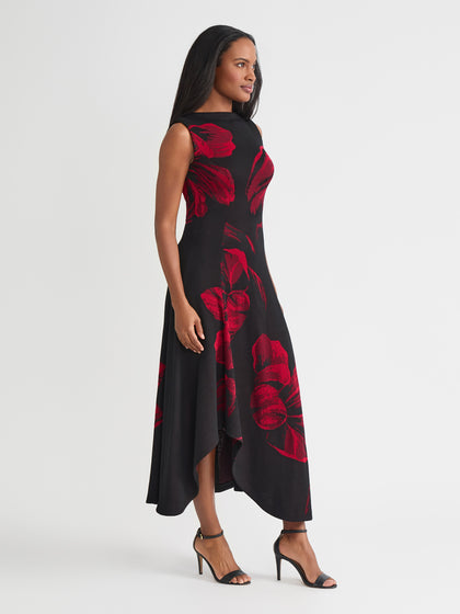 A-Line Bold Floral Soft Knit Maxi Dress - True Fit