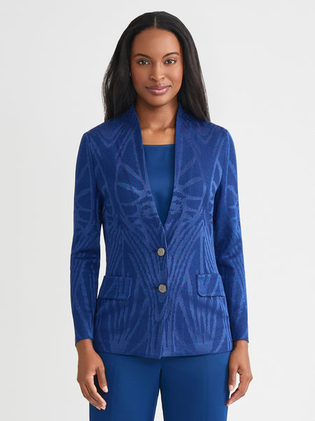 Tailored Tonal Pattern Knit Jacket - True Fit