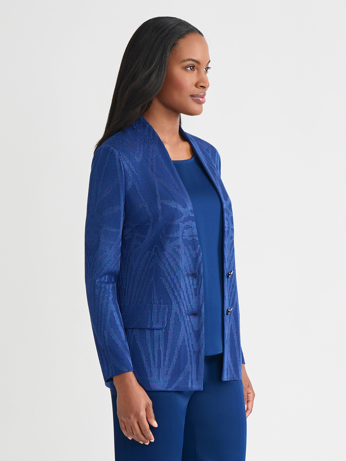 Tailored Tonal Pattern Knit Jacket - True Fit