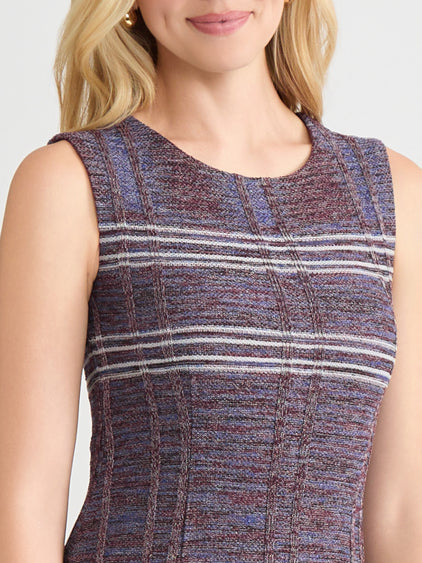 Melange Fringe Trim Knit Sheath Dress