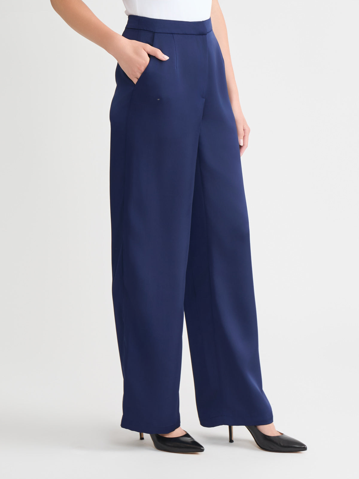 Naomi Wide Leg Crepe de Chine Pant - True Fit