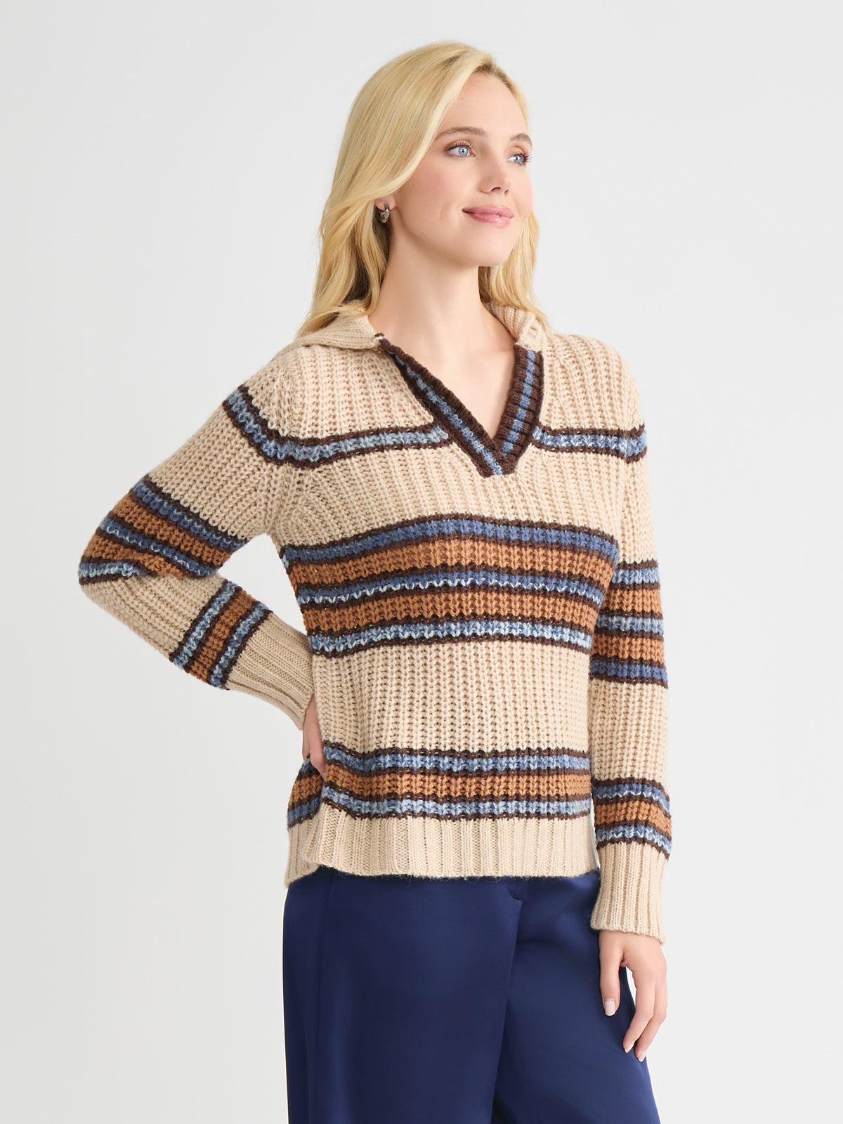 Chunky Shaker-Stitch Knit Sweater - True Fit
