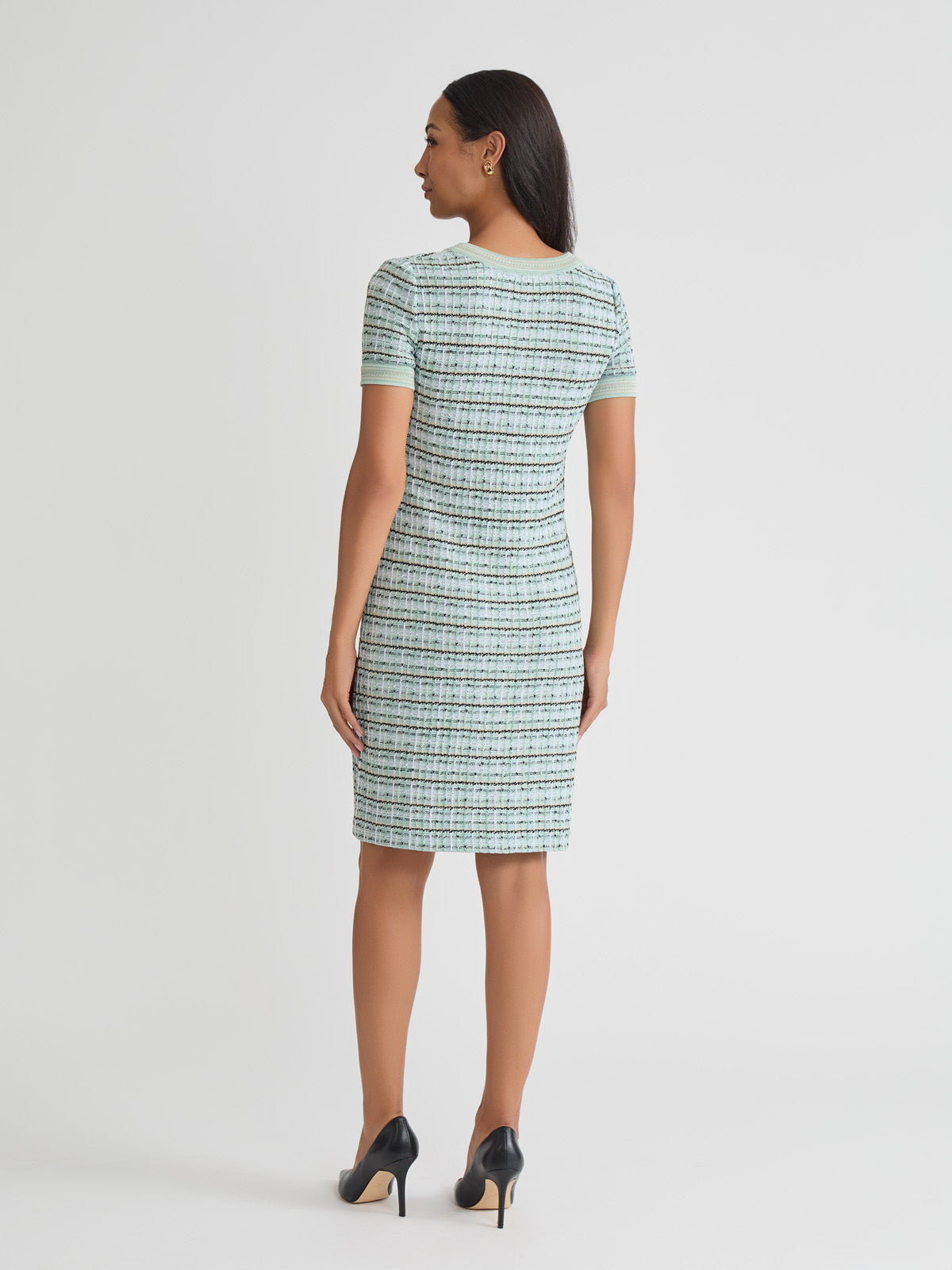 Plaid Textured Knit Sheath Dress