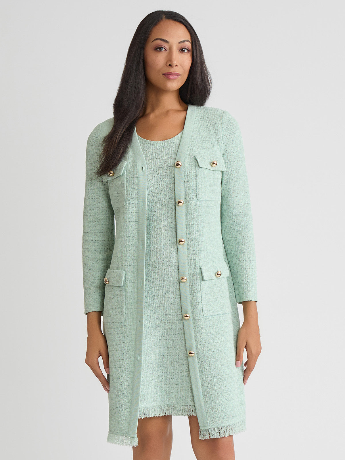 Plaid Textured Knit Sheath Dress