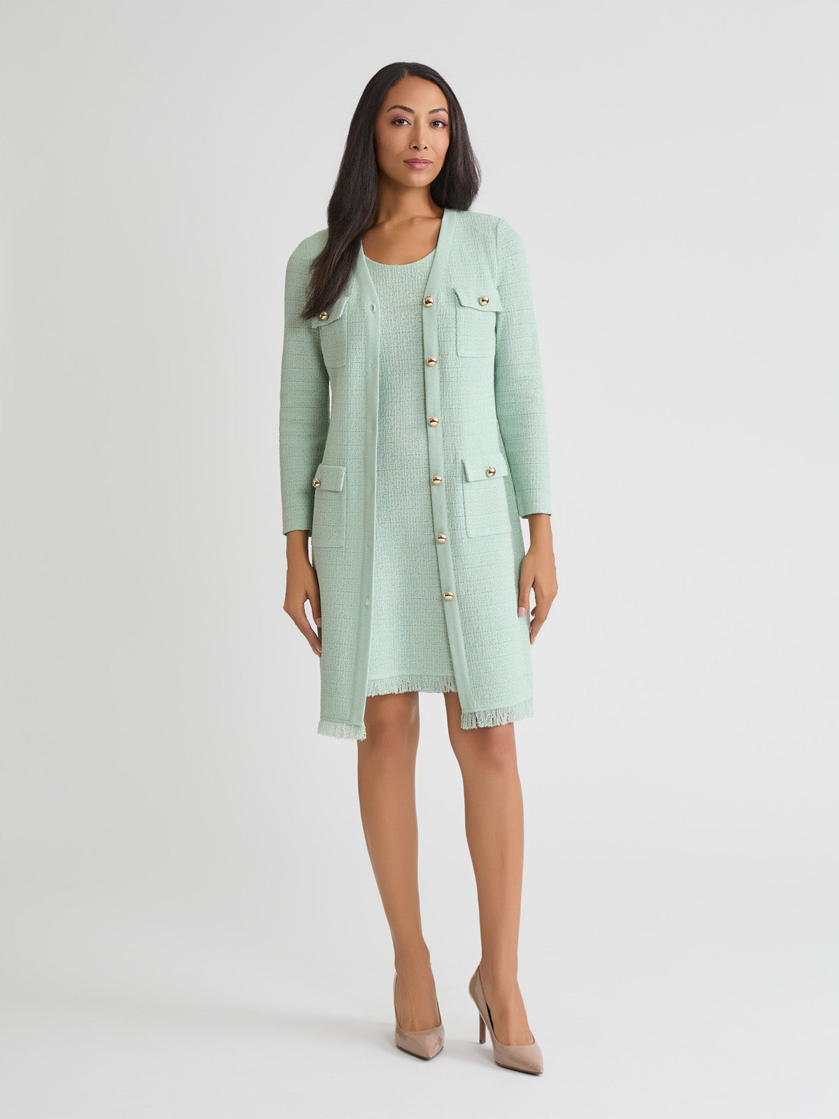 Heritage Tonal Fringe Trim Knit Jacket