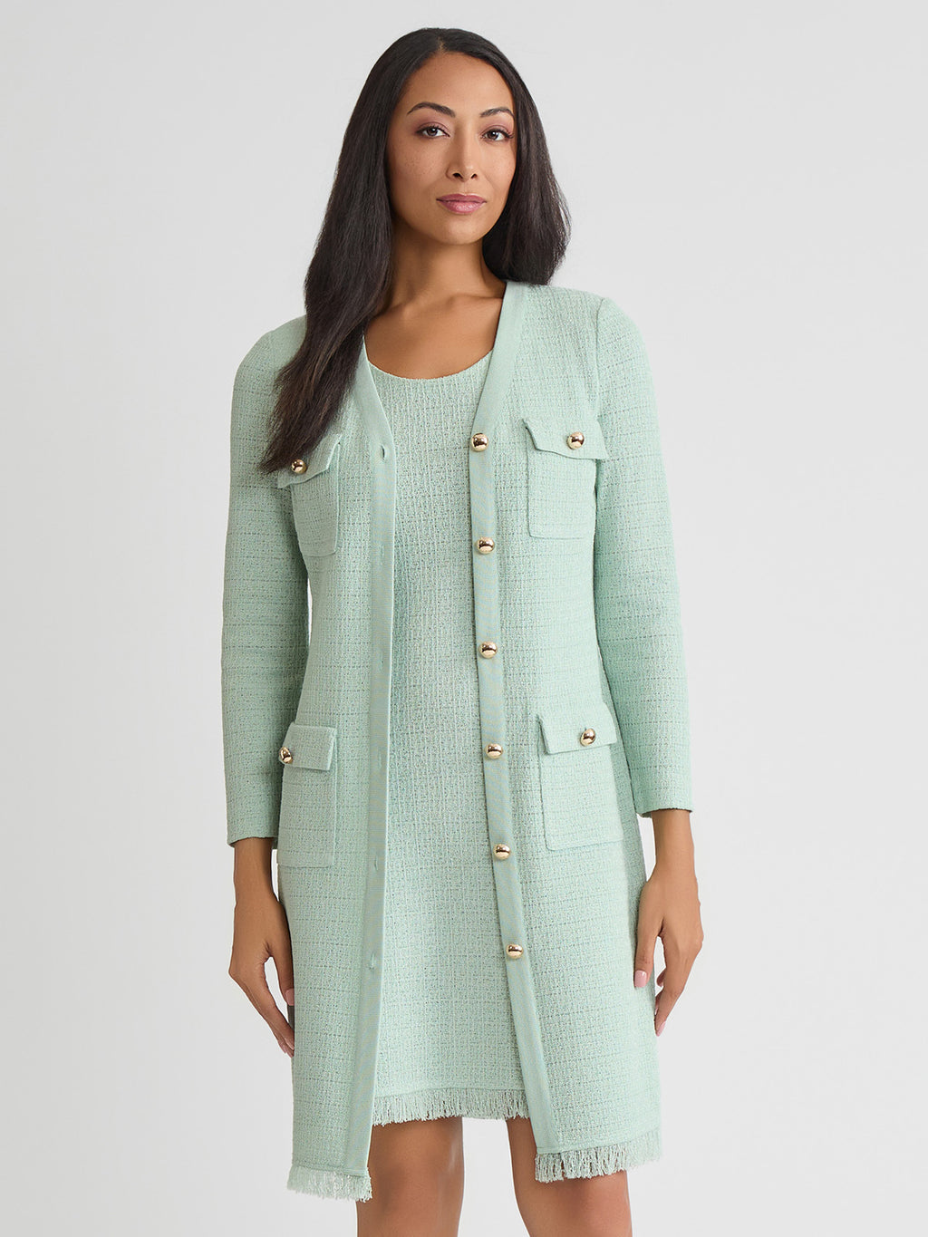 Heritage Tonal Fringe Trim Knit Jacket