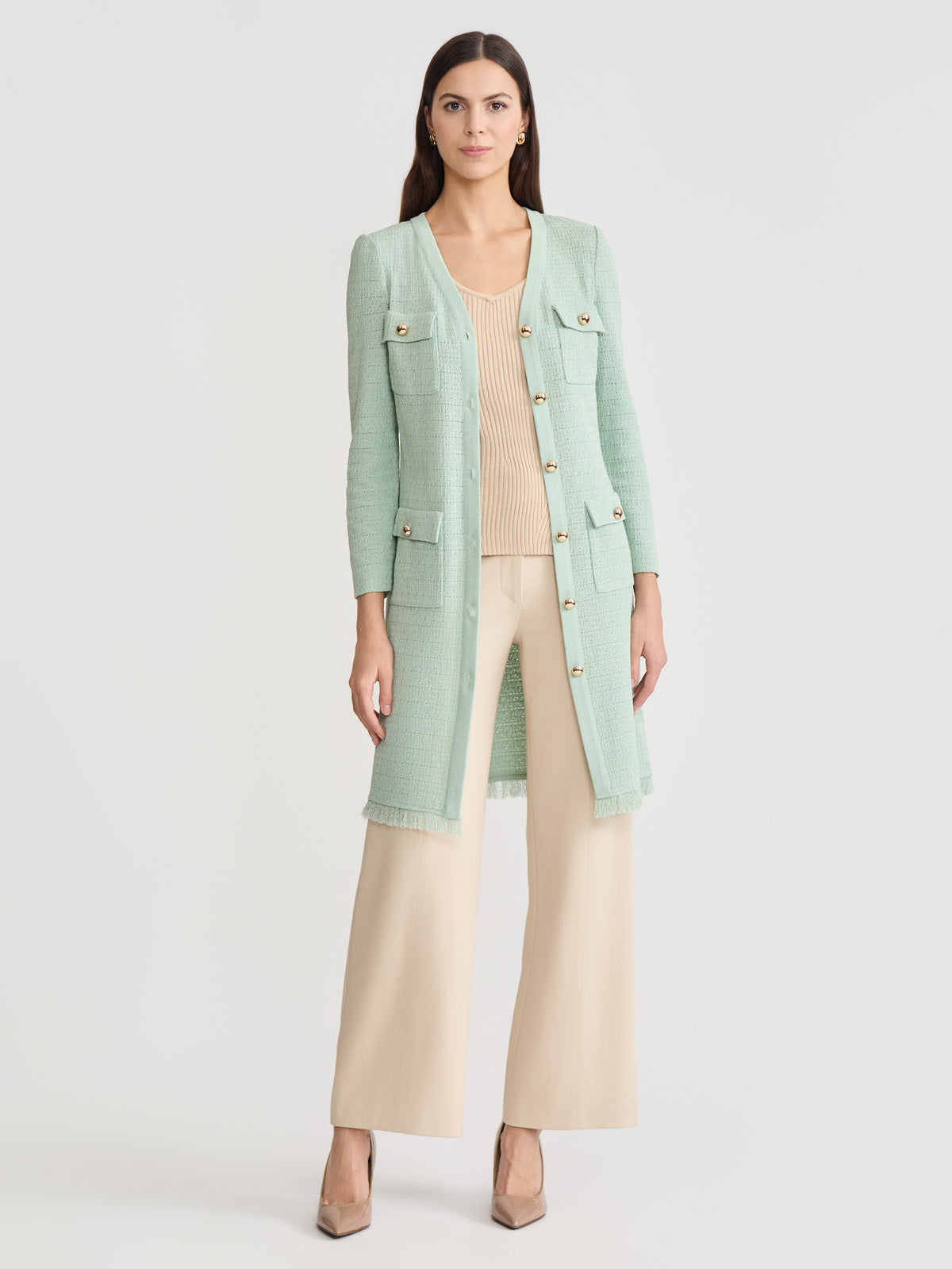 Heritage Tonal Fringe Trim Knit Jacket