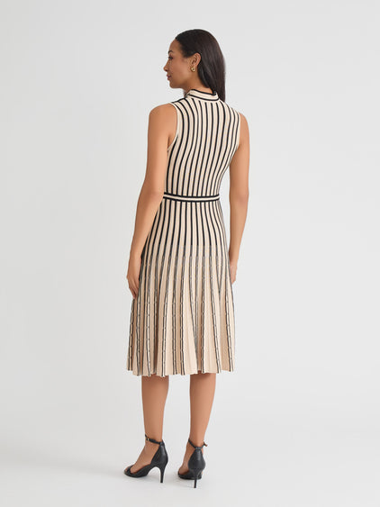 ribbed knit striped dress FAITH KNIT RIBBED STRIPED DRESS-GREEN Lucca Couture