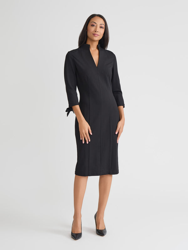 LuxeStretch Ponte Tie Sleeve Sheath Dress