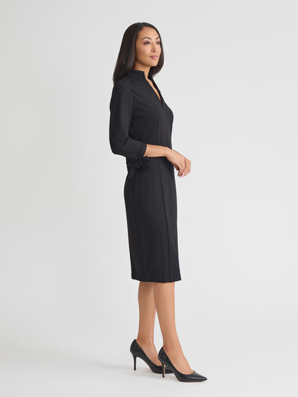 Misook LuxeStretch Ponte Tie Sleeve Sheath Dress - Black Misook LuxeStretch Ponte Tie Sleeve Sheath Dress - Black