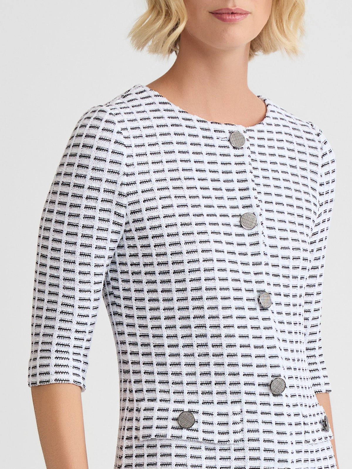 Two-Tone Tweed Knit Sheath Dress