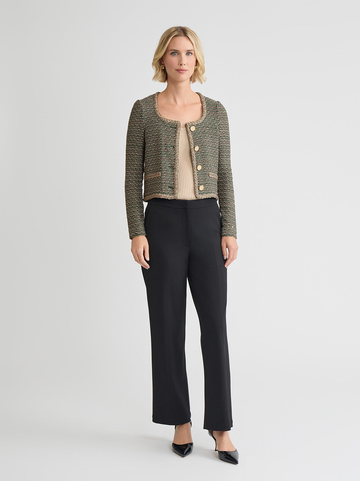 Heritage Lurex Braided Trim Tweed Knit Jacket
