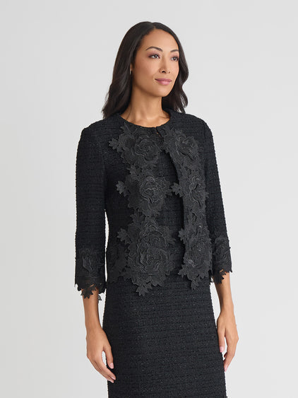 Heritage Floral Lace Applique Knit Jacket Heritage Floral Lace Applique Knit Jacket