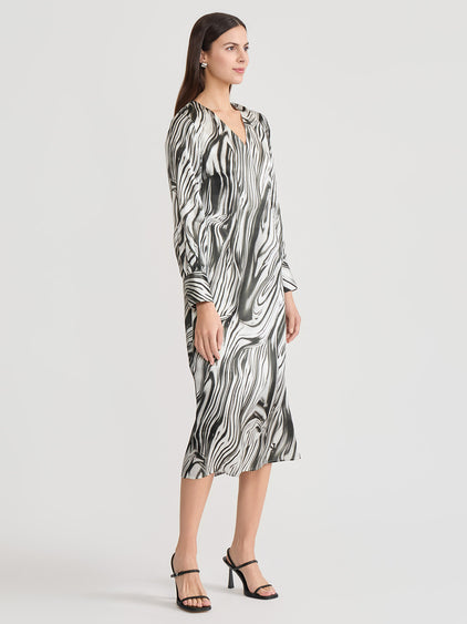 marble maxi dress Marble Print Silk Maxi Dress Black/White / L