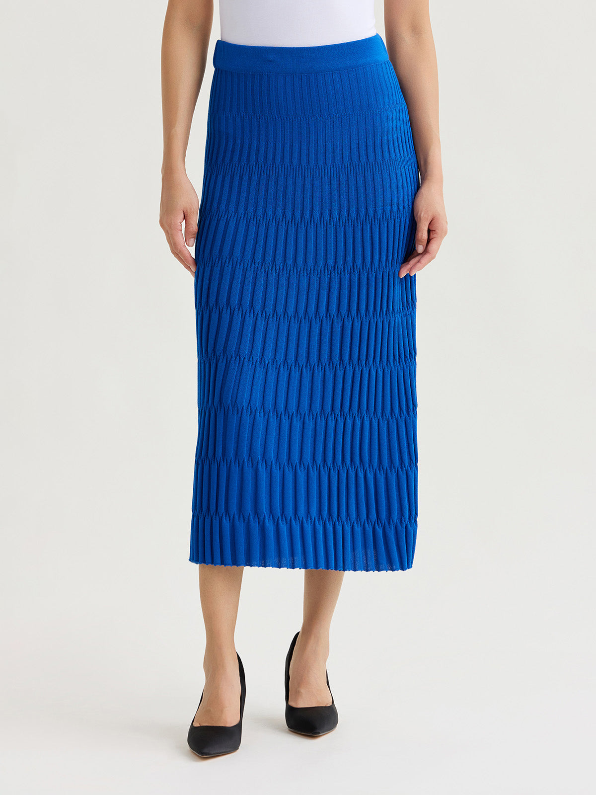 kotohayokozawa todo Shrink skirt (ブルー) M Raised Geometric Soft Knit Maxi Skirt