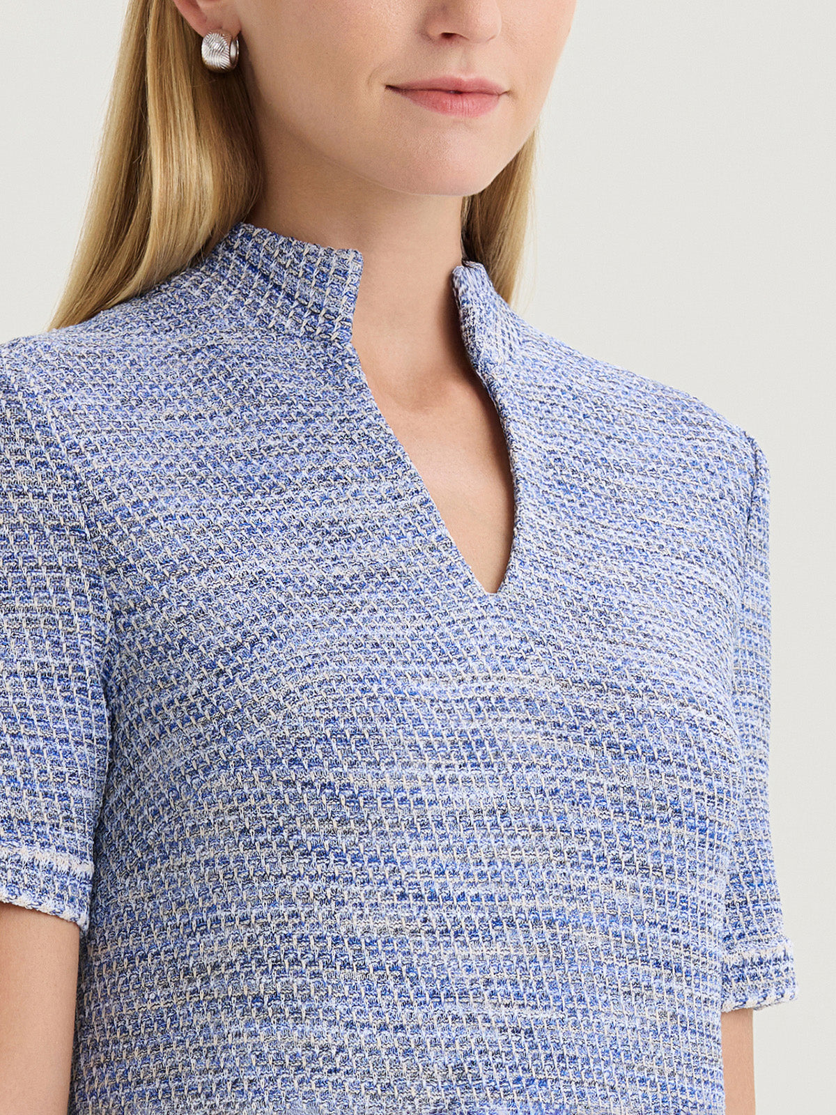 Melange Tweed Knit Shift Dress