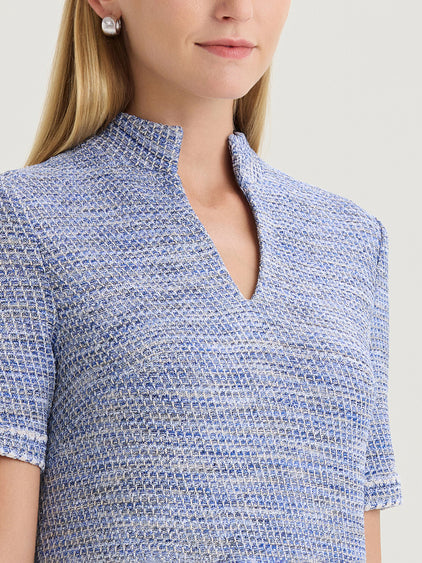 Melange Tweed Knit Shift Dress