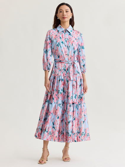 Printed Floral Crepe de Chine Tiered Maxi Dress Printed Floral Crepe de Chine Tiered Maxi Dress