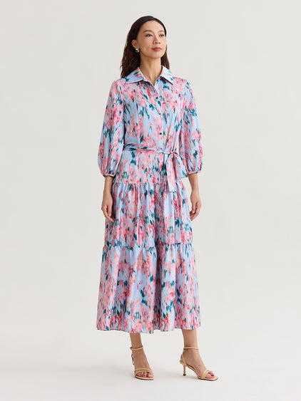 crepe tiered maxi dress Pink Parfait/Cherry Blossom/Spruce/Powder Blue/Biscotti/Black / M